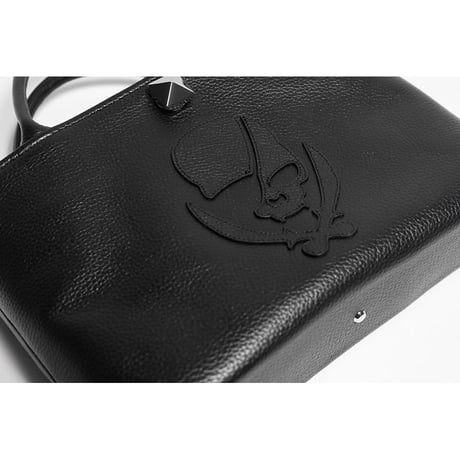 Leather Mini Tote Bag 003 / Pyramid German Hock ModernPirtaes Skull Design