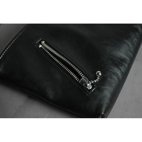 Leather Sacoche /  Double Side Zipper Design