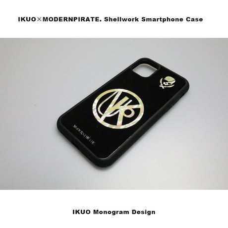 【 IKUO×MODERNPIRATE. Shellwork Smartphone Case / IKUO Monogram Design 001 ( Black ) 】