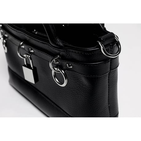 Leather Mini Tote Bag 001 / Padlock & Ring Design