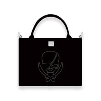 Leather Mini Tote Bag 003 / Pyramid German Hock ModernPirtaes Skull Design