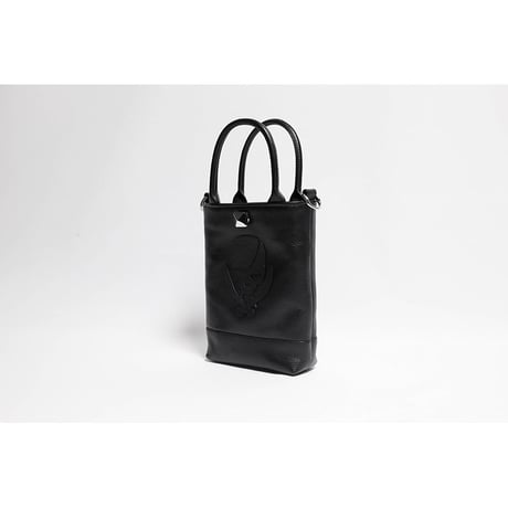 Leather Mini Tote Bag 002 / Pyramid German Hock ModernPirtaes Skull Design
