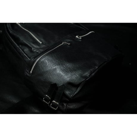 Leather Back Pack / Double Side Zipper Design