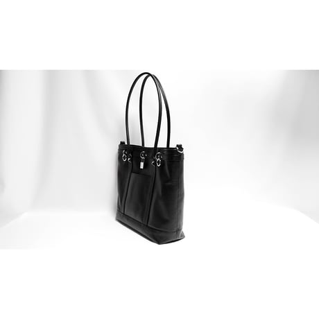 Leather Medium Tote Bag 001 / Padlock & Ring Design