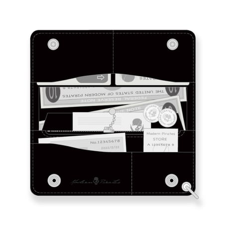 Leather Long Wallet / Two Butterflies Spots Design