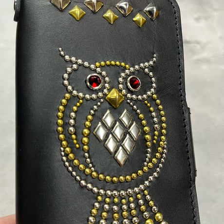 【 柩×Modern Pirates Leather Smartphone Wallet Case / Spots Owl Design 】＊iPhone以外の汎用モデル