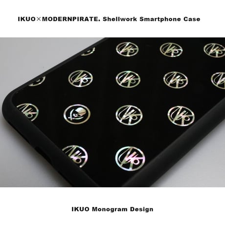 【 IKUO×MODERNPIRATE.  ShellworkShoulder Hook Smartphone Case / IKUO Monogram Design 002 ( Black ) 】