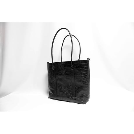 Leather Medium Tote Bag 001 / 2Pyramid Design ( Embossed Crocodile )