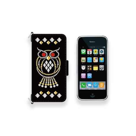 【 柩×Modern Pirates Leather Smartphone Wallet Case / Spots Owl Design 】＊iPhone以外の汎用モデル