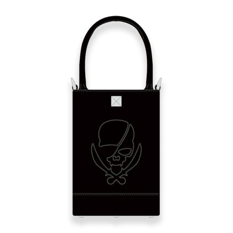 Leather Mini Tote Bag 002 / Pyramid German Hock ModernPirtaes Skull Design