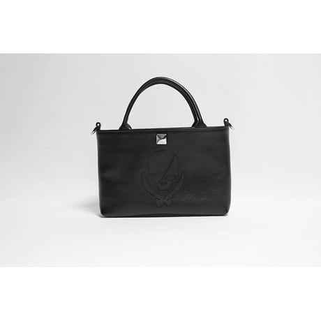 Leather Mini Tote Bag 003 / Pyramid German Hock ModernPirtaes Skull Design