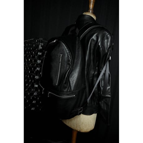 Leather Back Pack / Double Side Zipper Design