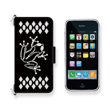 Leather Smartphone Wallet Case / Frog Spots Design