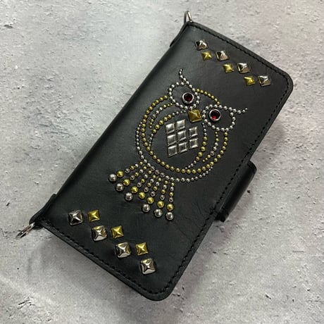 【 柩×Modern Pirates Leather iPhone Wallet Case / Spots Owl Design 】＊iPhone専用モデル