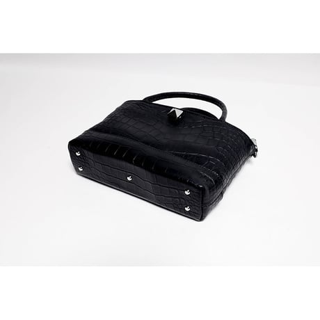 Leather Mini Tote Bag 001 / Pyramid German Hock Design ( Embossed Crocodile )