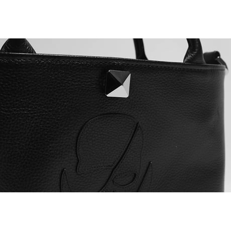 Leather Mini Tote Bag 003 / Pyramid German Hock ModernPirtaes Skull Design
