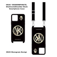 【 IKUO×MODERNPIRATE.  ShellworkShoulder Hook Smartphone Case / IKUO Monogram Design 001 ( Black ) 】