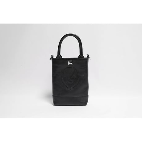Leather Mini Tote Bag 002 / Pyramid German Hock ModernPirtaes Skull Design