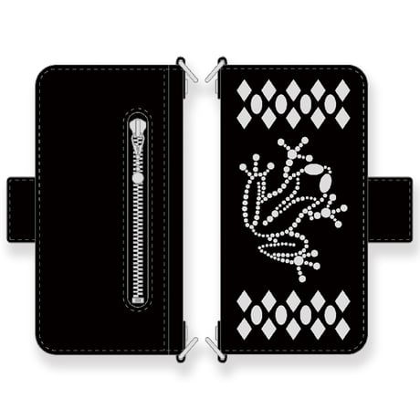 Leather Smartphone Wallet Case / Frog Spots Design