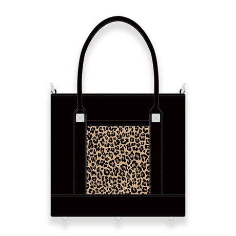Leather Smal Tote Bag 001 / 2Pyramid Leopard Fur Design