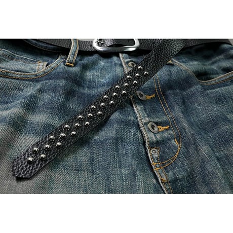 24mm Genuine Leather Narrow Hanging Belt / 2/1Row Conical Design