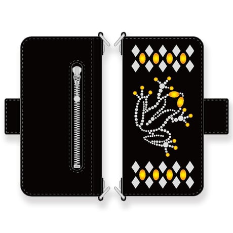 Leather Smartphone Wallet Case / Frog Spots Design