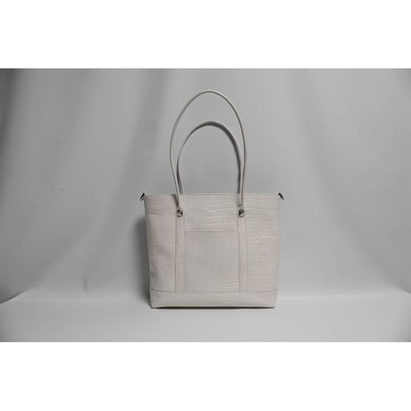Leather Medium Tote Bag 001 / 2Pyramid Design ( Embossed Crocodile )