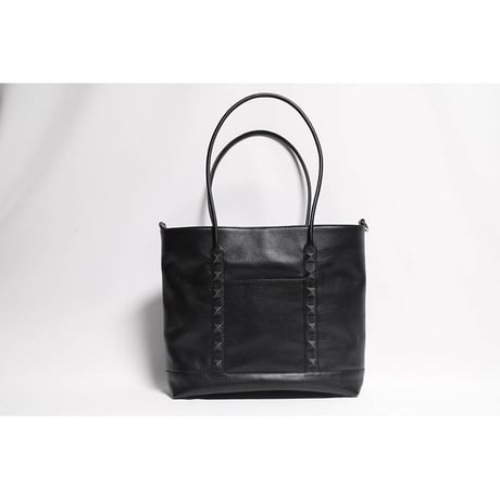 Leather Medium Tote Bag 001 / Pyramid Spots Design