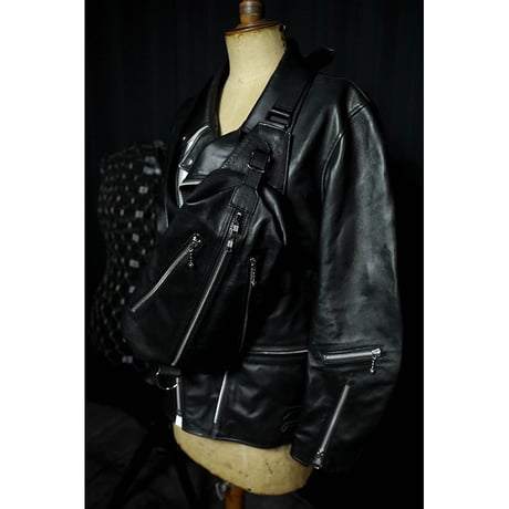 Leather Sling Bag / Double Side Zipper Design