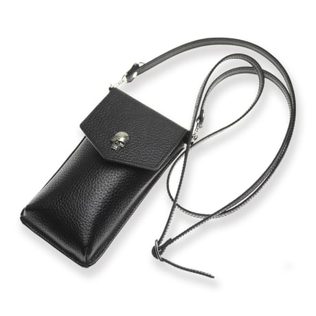 Lid Replacement Leather Smart Phone Sholder Pouch / ModernPirates Skull Face Design