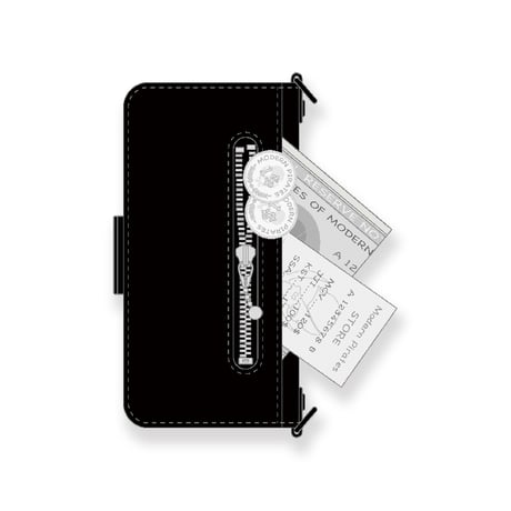 IKUO×MODERN PIRATES Leather Smartphone Wallet Case / Black Pyramid Spots Design