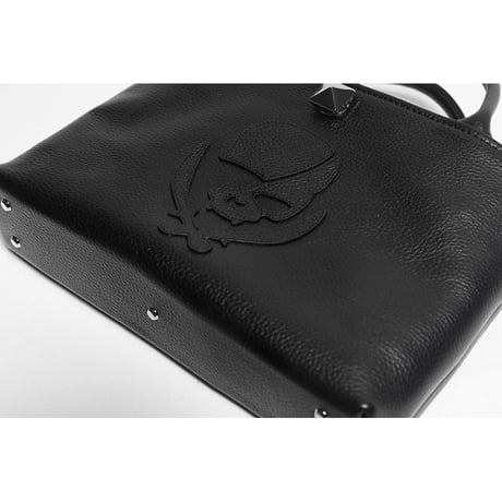 Leather Mini Tote Bag 003 / Pyramid German Hock ModernPirtaes Skull Design