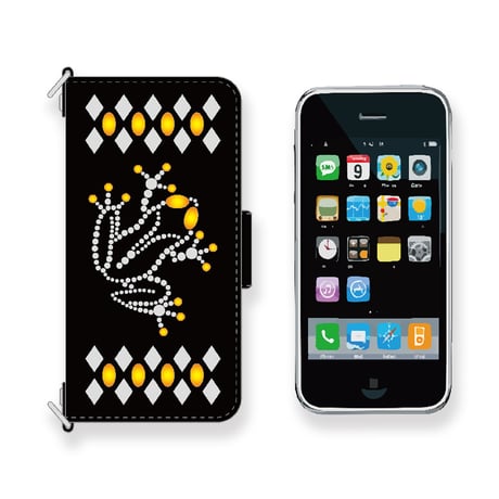 Leather Smartphone Wallet Case / Frog Spots Design