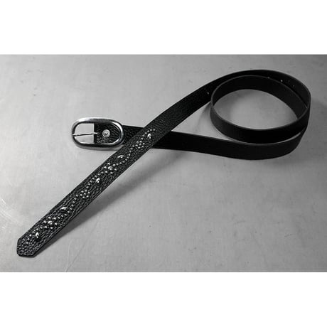 24mm Genuine Leather Narrow Hanging Belt / Flowers and Leaves Design