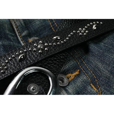 24mm Genuine Leather Narrow Hanging Belt / Flowers and Leaves Design
