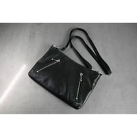 Leather Sacoche /  Double Side Zipper Design