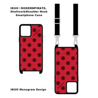 【 IKUO×MODERNPIRATE.  ShellworkShoulder Hook Smartphone Case / IKUO Monogram Design 002 ( Red ) 】