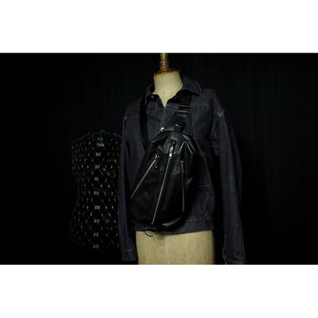 Leather Sling Bag / Double Side Zipper Design