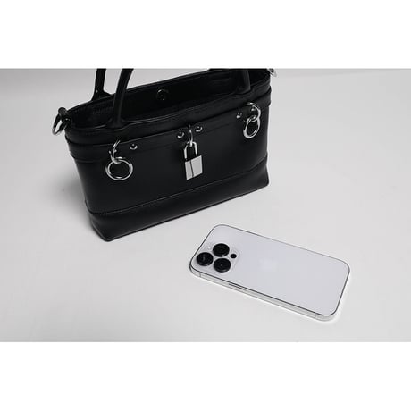 Leather Mini Tote Bag 001 / Padlock & Ring Design