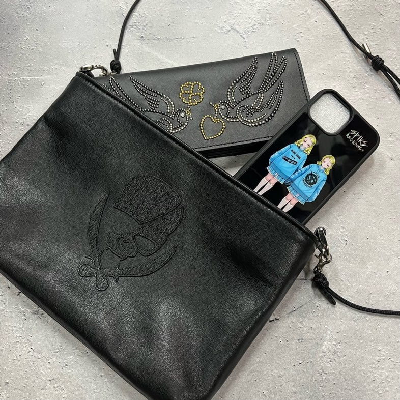 Leather Sacoche / Modern Pirates Skull Design |