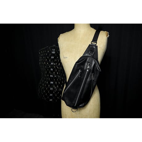 Leather Sling Bag / Double Side Zipper Design