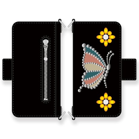 Leather Smartphone Wallet Case / Butterflies Spots Design