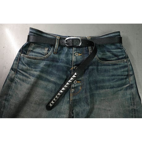 24mm Genuine Leather Narrow Hanging Belt / 1Row Pyramid Design