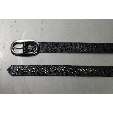 24mm Genuine Leather Narrow Hanging Belt / Flowers and Leaves Design