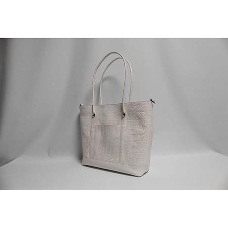 Leather Medium Tote Bag 001 / 2Pyramid Design ( Embossed Crocodile )