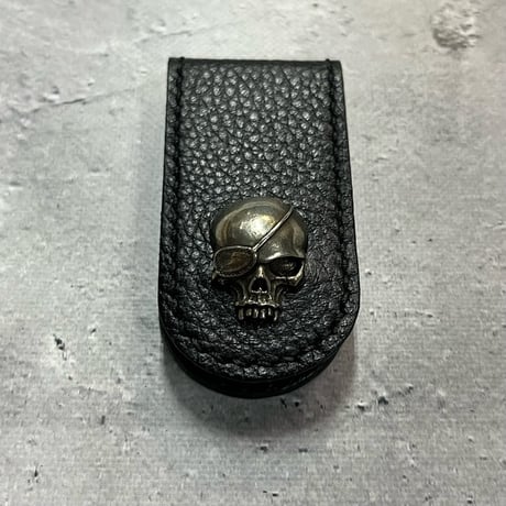 Leather Money Clip / Modern Pirtaes Skull Face Spots Design