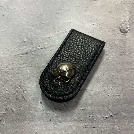 Leather Money Clip / Modern Pirtaes Skull Face Spots Design