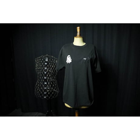 Open-end Max Weight T-shirt / Black Cat & Sheet Ghost Design (刺繍)