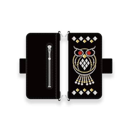 【 柩×Modern Pirates Leather Smartphone Wallet Case / Spots Owl Design 】＊iPhone以外の汎用モデル