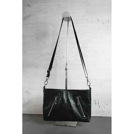 Leather Sacoche /  Double Side Zipper Design